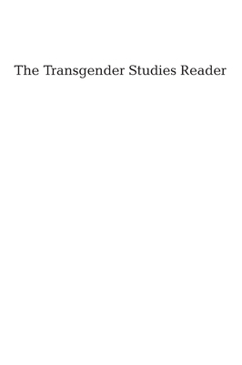 The Transgender Studies Reader