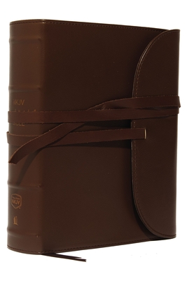 NKJV, Journal the Word Bible, Large Print, Premium Leather, Brown, Red Letter