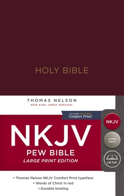 NKJV, Pew Bible, Large Print, Hardcover, Burgundy, Red Letter, Comfort Print