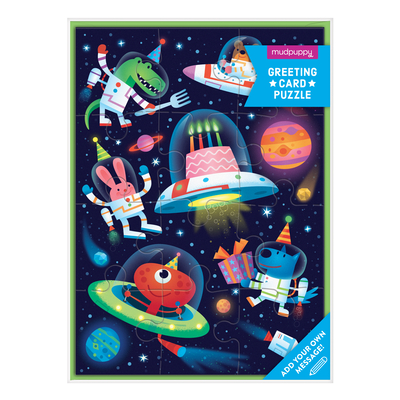 Cosmic Party Greeting Card Puzzle