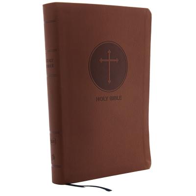 KJV Holy Bible, Giant Print Center-Column Reference Bible, Brown Leathersoft, 53,000 Cross References,  Red Letter, Comfort Print: King James Version