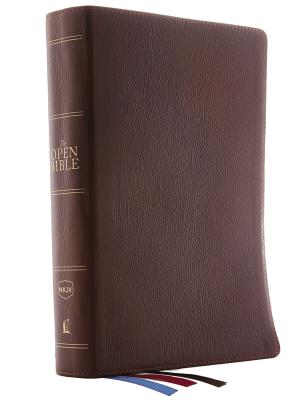 The NKJV, Open Bible, Genuine Leather, Brown, Red Letter, Comfort Print