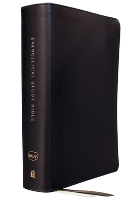 NKJV, Evangelical Study Bible, Bonded Leather, Black, Red Letter, Thumb Indexed, Comfort Print