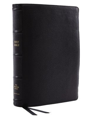 NKJV, Reference Bible, Wide Margin Large Print, Premium Goatskin Leather, Black, Premier Collection, Red Letter, Comfort Print