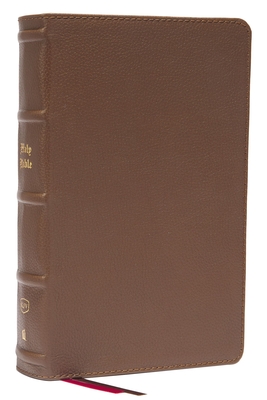 KJV, Personal Size Large Print Single-Column Reference Bible, Genuine Leather, Brown, Red Letter, Comfort Print