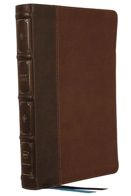 NKJV, Large Print Thinline Reference Bible, Blue Letter, Maclaren Series, Leathersoft, Brown, Thumb Indexed, Comfort Print