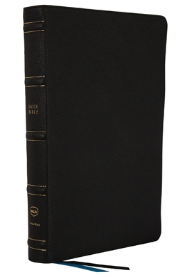 NKJV, Large Print Thinline Reference Bible, Blue Letter, Maclaren Series, Genuine Leather, Black, Comfort Print