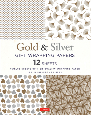 Silver and Gold Gift Wrapping Papers - 12 Sheets