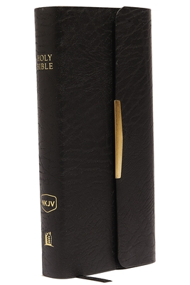 NKJV, Checkbook Bible, Compact, Bonded Leather, Black, Wallet Style, Red Letter