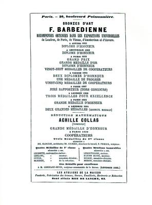 1886 Catalog of the French Bronze Foundry of F. Barbedienne of Paris