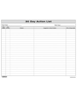 30 Day Action List