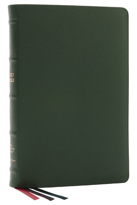 NKJV, Thinline Reference Bible, Large Print, Premium Goatskin Leather, Green, Premier Collection, Red Letter, Comfort Print