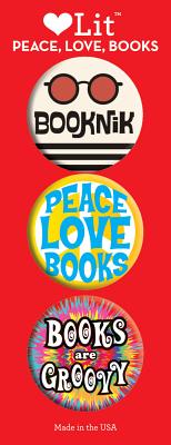 Peace, Love and Books 3 Badge Set