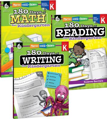 180 Days™: Reading, Writing and Math for Grade K: 3-Book Set