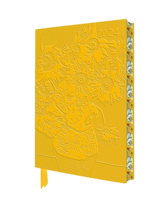 Vincent van Gogh: Sunflowers 2024 Artisan Art Vegan Leather Diary - Page to View with Notes