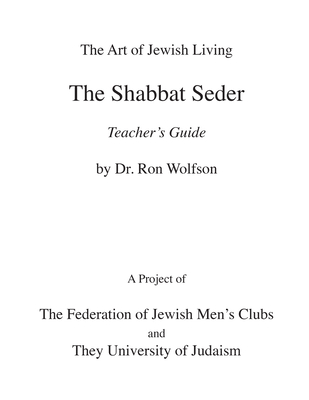 Shabbat Seder Teacher's Guide