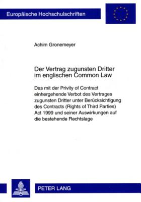 Der Vertrag Zugunsten Dritter Im Englischen Common Law