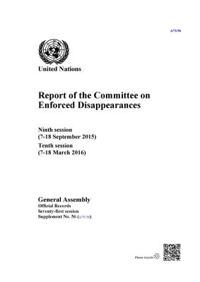 Report of the Committee on the Enforced Disappearances