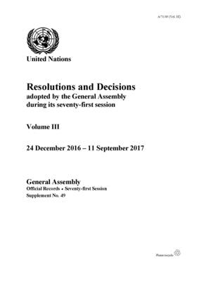 Resolutions and decisions adopted by the General Assembly during its seventy-first session