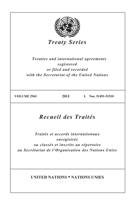 Treaty Series 2963 (English/French Edition)